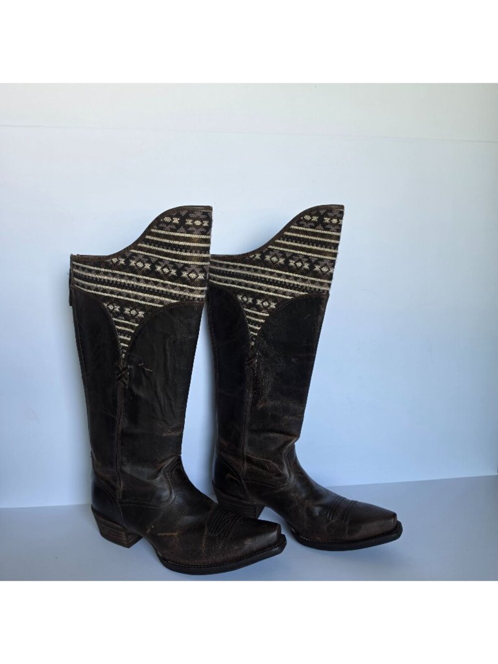 Ariat Caldera Brown Leather Tall Tribal Western Boots Southwestern Cowboy 10B